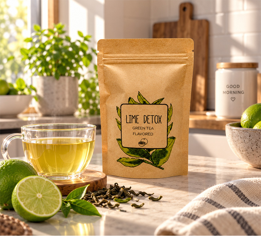 Lime Detox Leo Tea – zielona herbata o smaku limetki w opakowaniu doypack